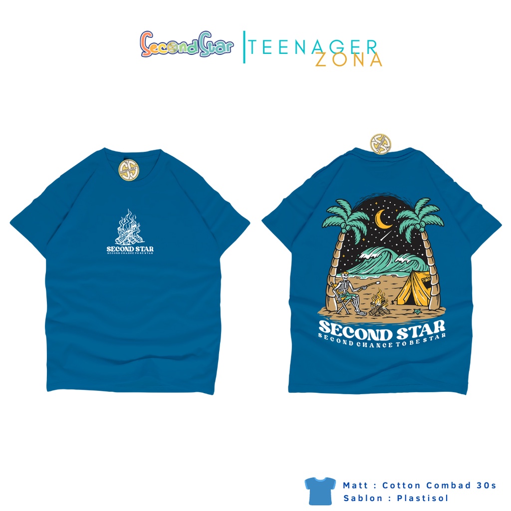 Second star kaos anak remaja laki laki perempuan unisex kaos oblong usia 9 - 15 tahun warna hitam