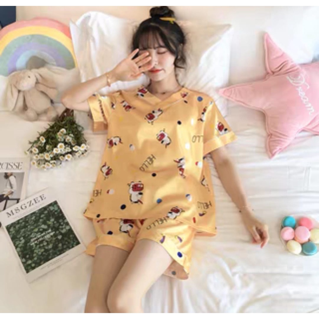 TELLY ➡️ 314 stelan baju tidur sexy Bunga Cantik Satin