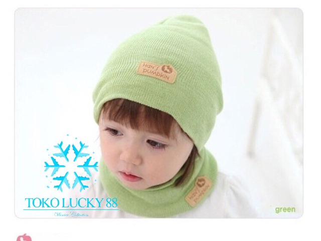 IMPORT Hat + Scarf Kids Topi kupluk anak dan syal anak bahan lembut