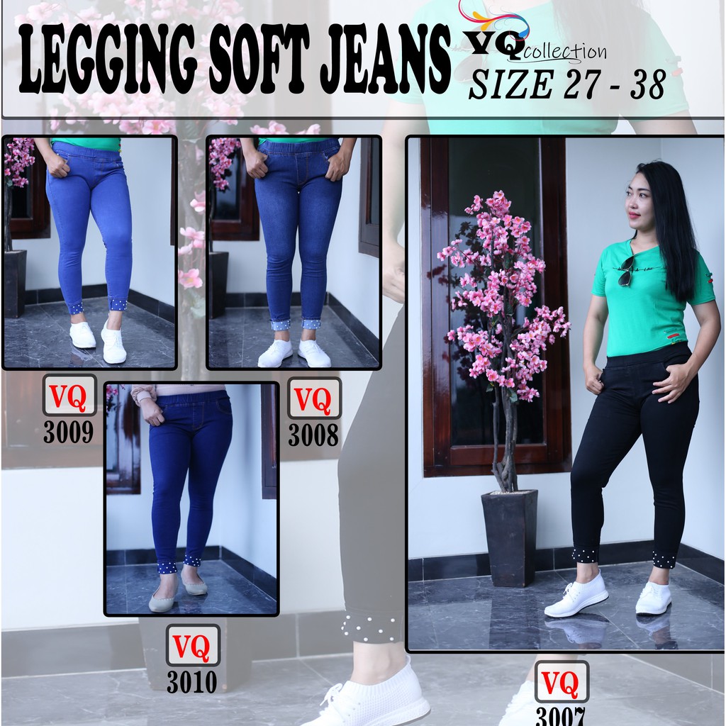 legging jeans/celana legging wanita lipat lg mote biasa/celana legging polos/celana jeans legging