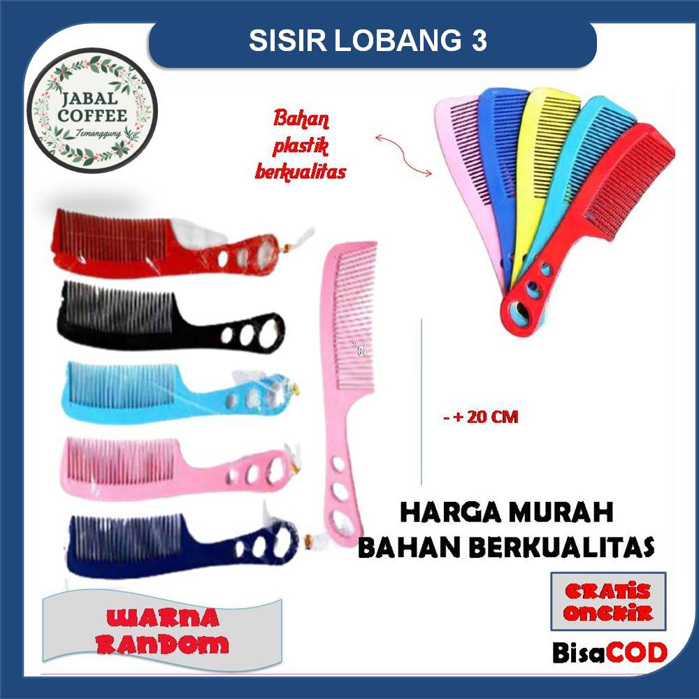 Sisir Rambut Polos / Sisir Plastik Besar Tiga Lubang / Sisir Besar / Sisir Warna J40