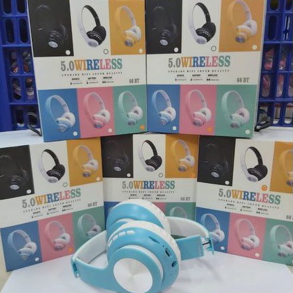 Headphone Bluetotth 66 BT 5.0 WIRELESS Macaroon Color  Young Bass