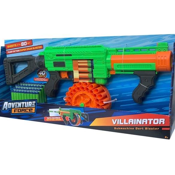 Nerf Adventure Force Villainator Submachine Pump-Action SuperDrum Dart