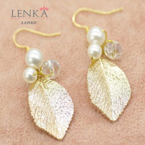 [READY STOCK] AKSESORIS ANTING WEDDING BRIDAL EARRINGS GOLD MODERN AAP007