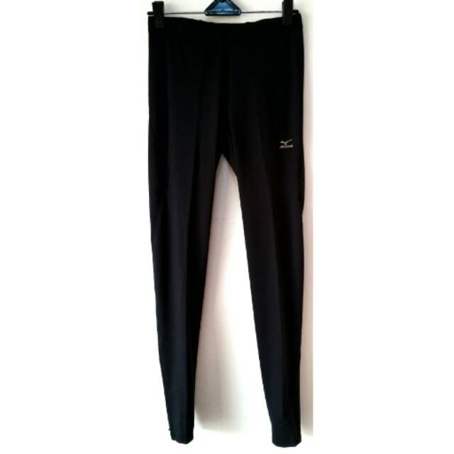 Mizuno Original Men Tights Running Black Legging Compression Celana Lari Hitam Pria Baselayer Gym