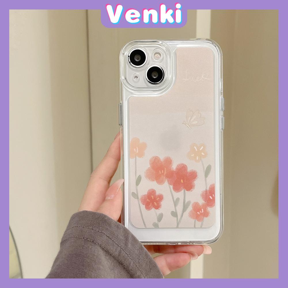 iPhone Case Silicone Soft Case Clear Case Thickened Shockproof Protection Camera Metal Button Elegant Flower Compatible For iPhone 11 Pro Max 13 Pro Max 12 Pro Max 7Plus xr XS Max