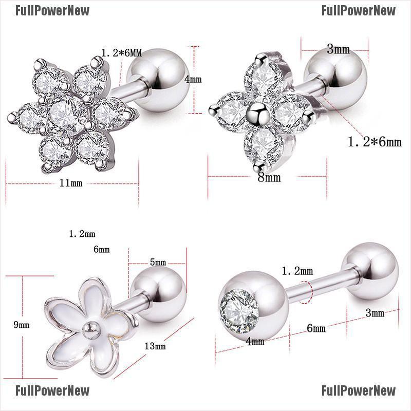 Anting Tindik Bentuk Bunga Helix Tragus Bahan Stainless Steel