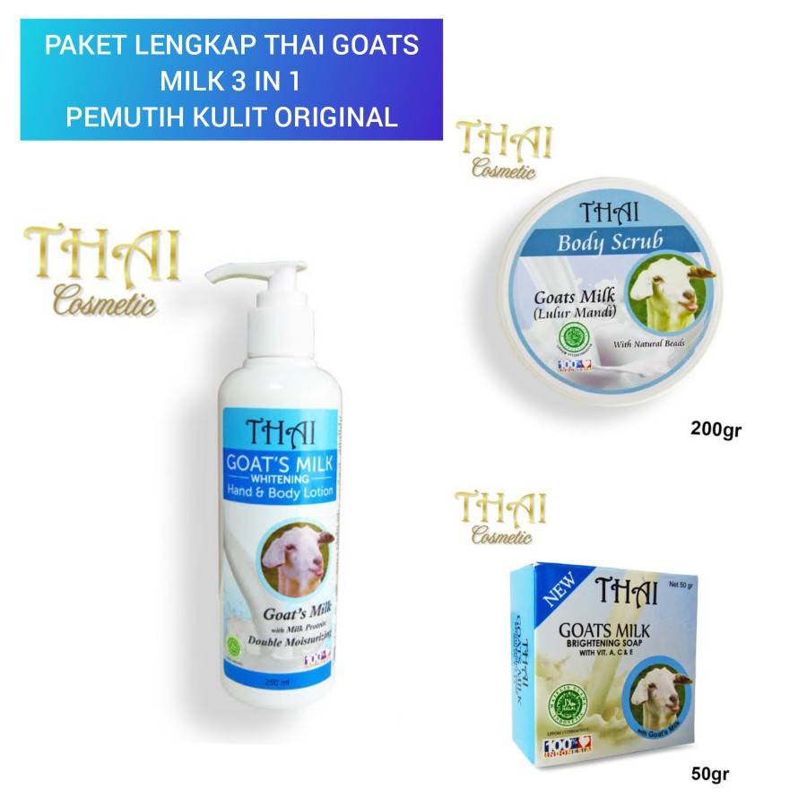 PAKET LENGKAP THAI GOATS MILK SABUN SCRUB LOTION SUSU KAMBING PEMUTIH KULIT