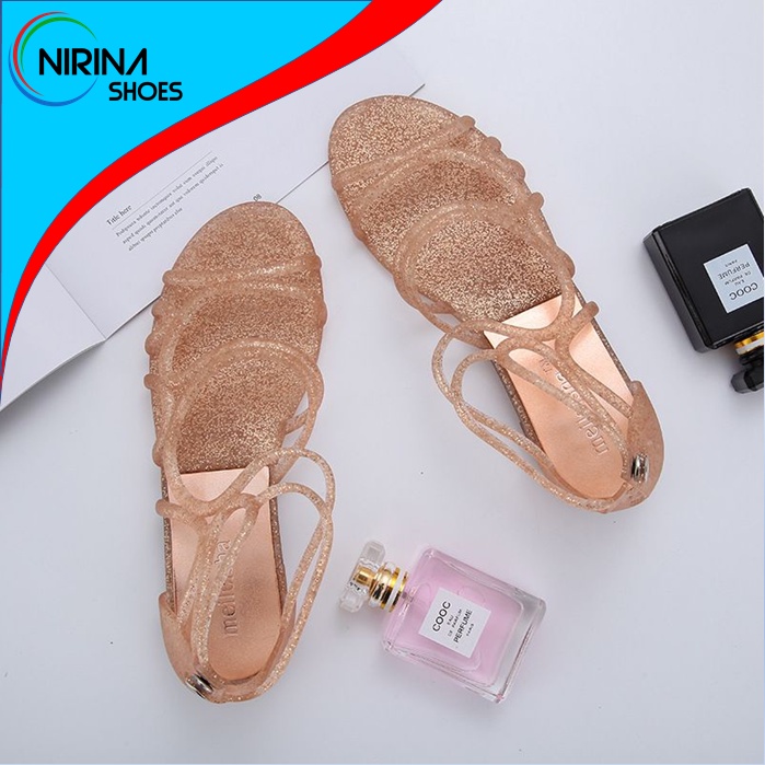 meisha jelly gliter tali /sandal sepatu wanita import terbaru/sepatu wanita kekinian korea antislip/