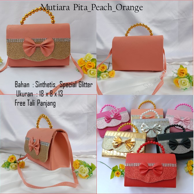 Tas Mewah,Tas Selempang,Tas Termurah,MTiara Pita_Peach_Orange