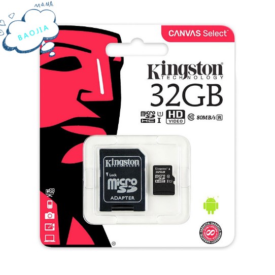 Kingston Kartu Memori Kelas Kanvas 16GB 32GB 64GB 128GB 128GB Micro SDHC 80mb / s TF