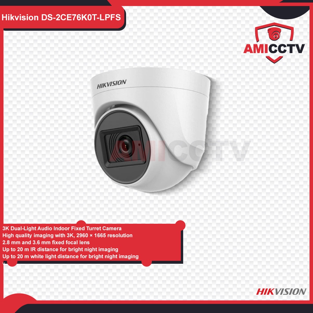 Camera CCTV Hikvision 5MP Indoor DS-2CE76K0T-LPFS