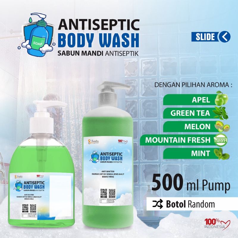 BODY WASH antiseptik aneka aroma wangi kemasa pump 500 ml