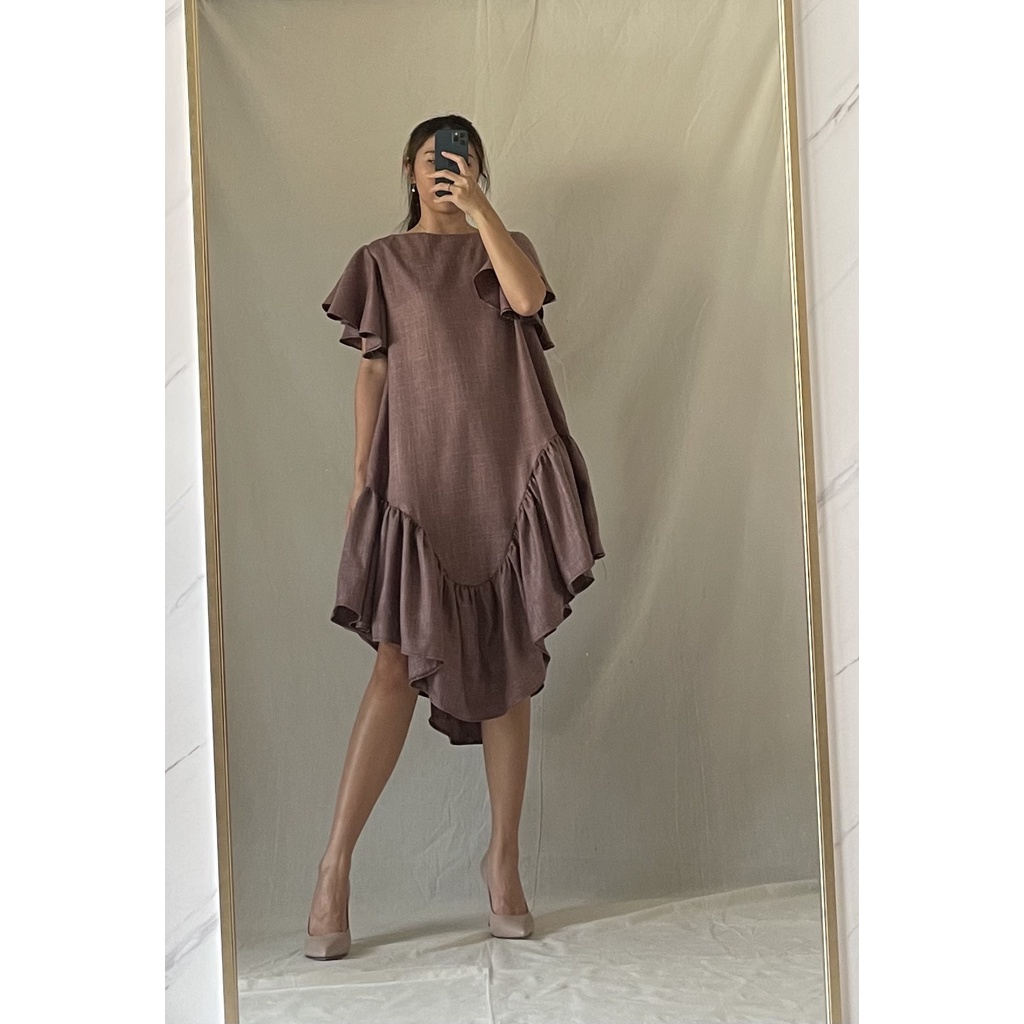 Emiko Asymmetric Dress - Ready Stock - Plum