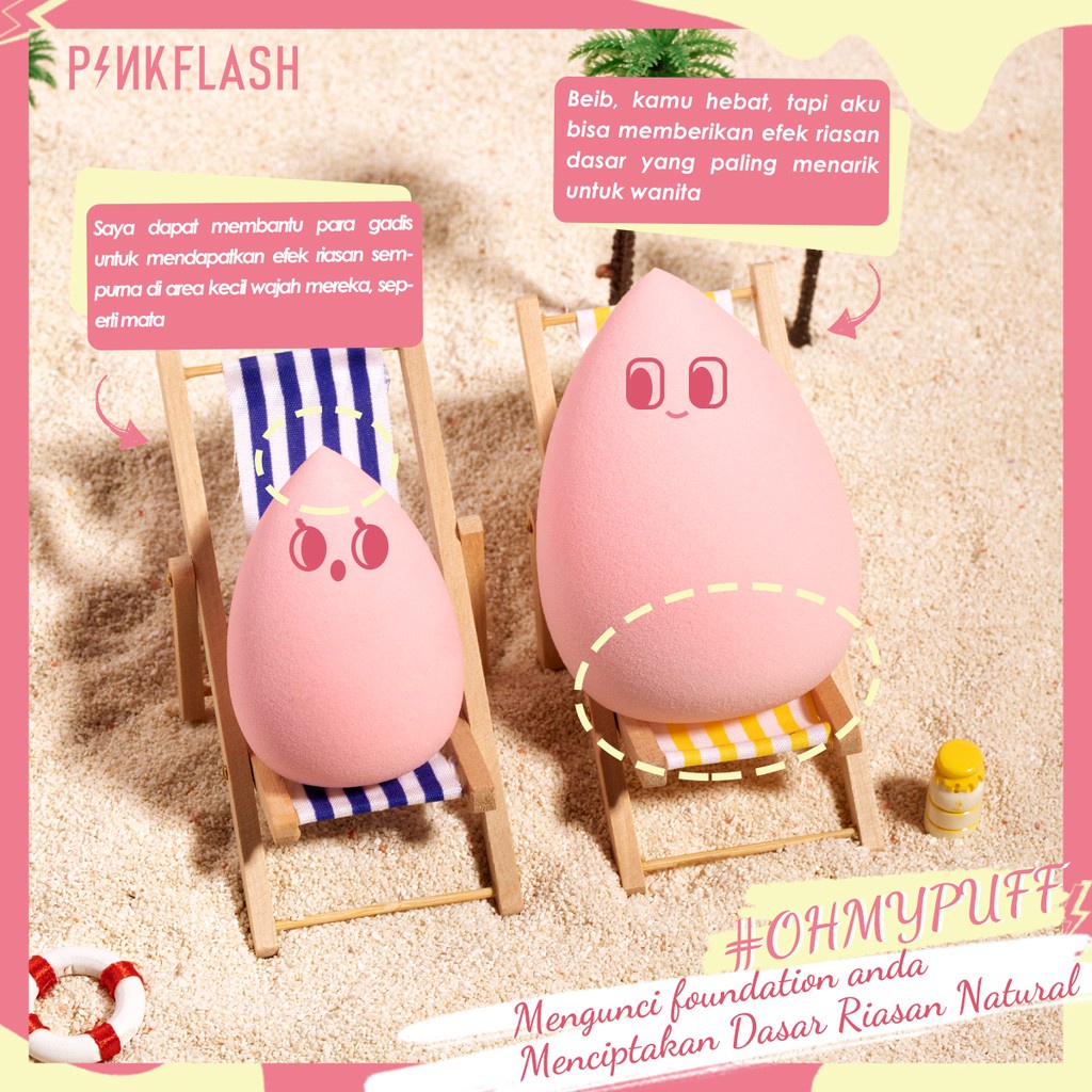 PINKFLASH Ohmypuff Spons Beauty Egg Makeup Sponge Bentuk Hati Warna