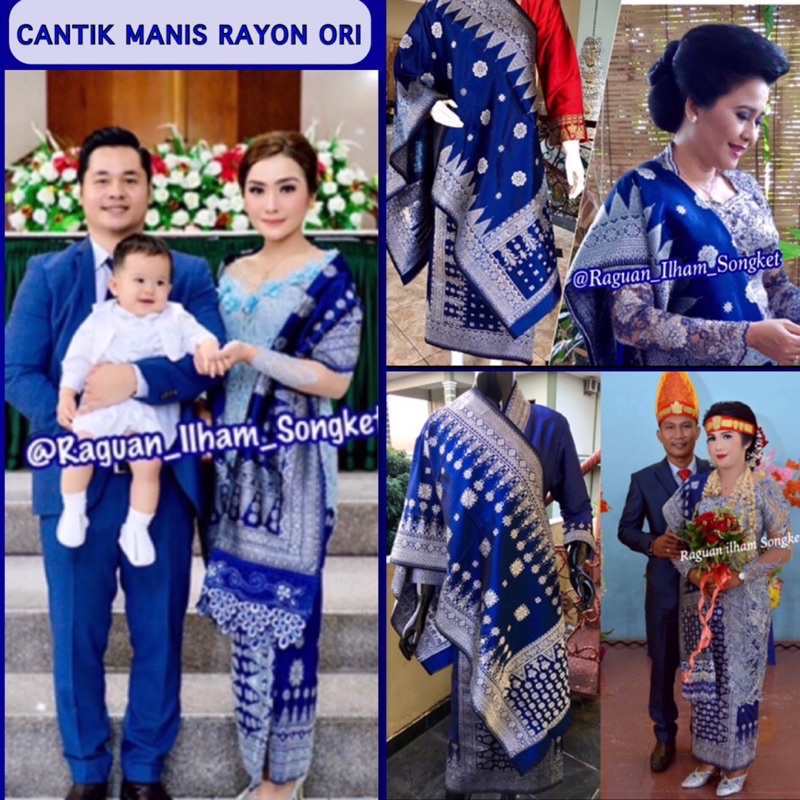 Songket Cantik Manis ORI Exclusive biru / Songket Tenun Palembang Asli - Ilham songket
