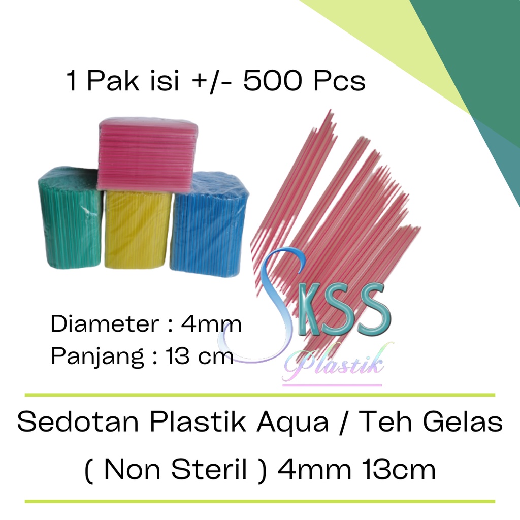 Sedotan Plastik 4mm Kecil Panjang 13cm l Sedotan Aqua Teh Gelas Warna Warni