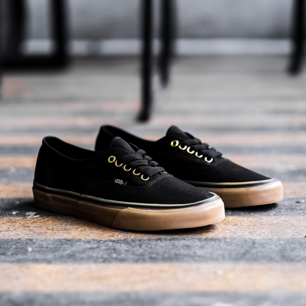 Vans Authentic Classic Black Rubber Gum Sepatu Pria