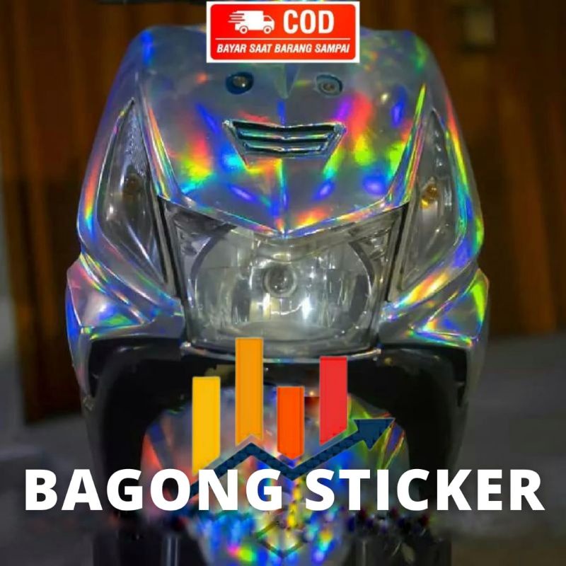 Stiker skotlet karbon pelangi stiker scotlite motor karbon hologram Transparan merk maxde