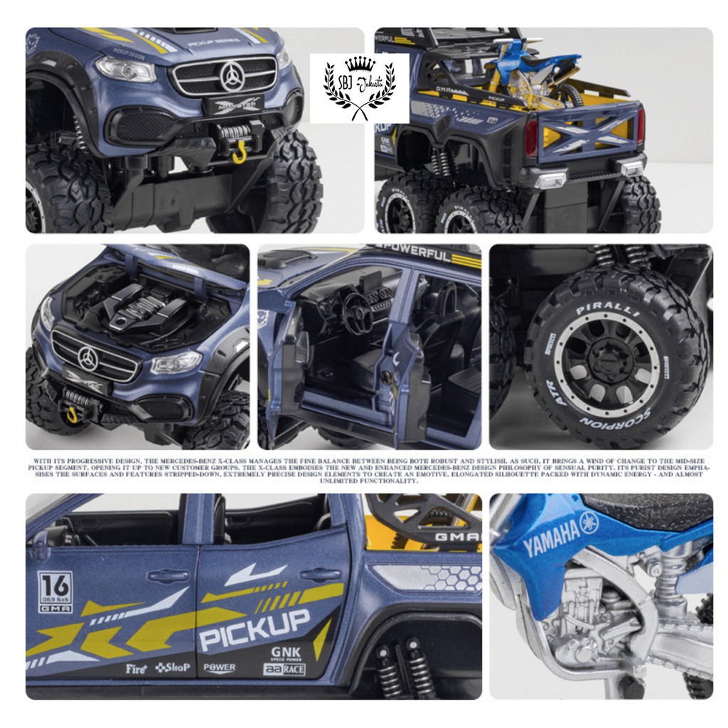 Diecast mobil X-CLASS 6X6 MERCEDES MONSTER X Metal Series Skala 1:28