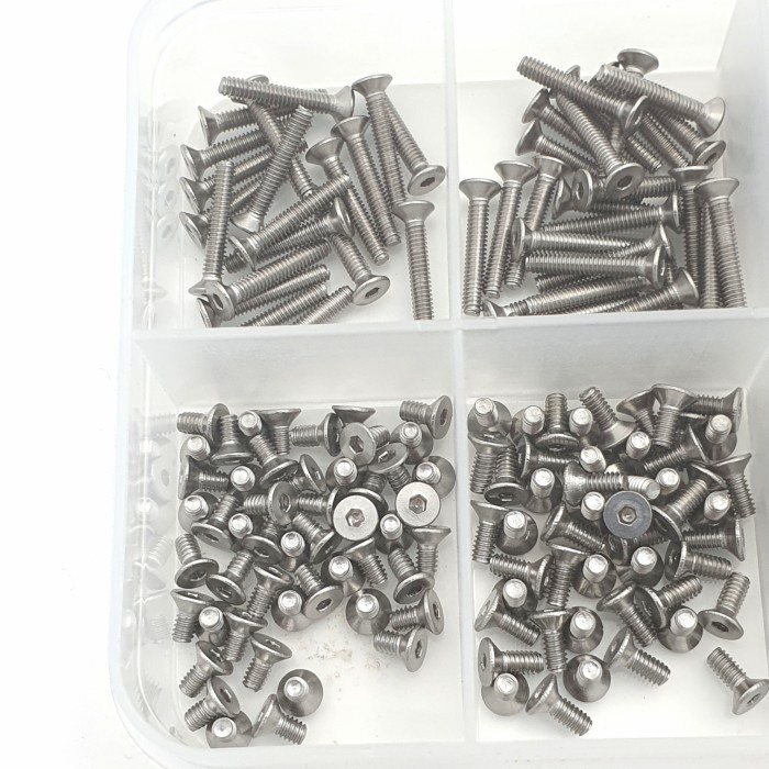 600pcs M2 flat head countersunk baut hex screw mur washer nut