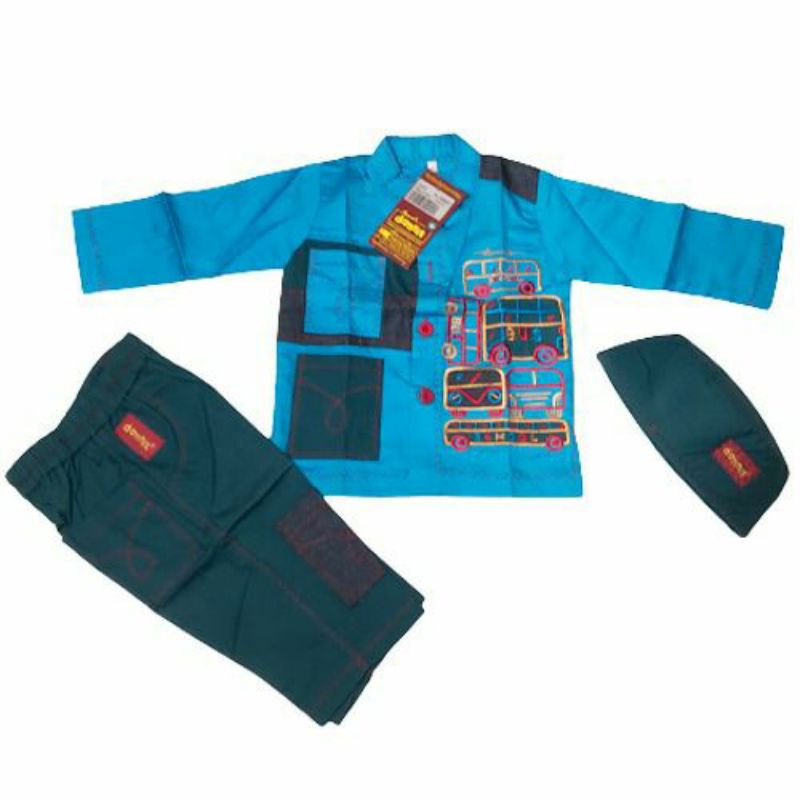 Dannis Set Koko Anak Abu Biru Hijau Emerald -0
