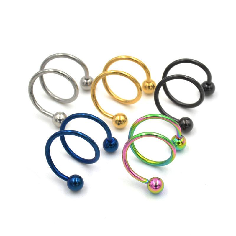 Tk Anting Tindik Hidungbibirtulang Rawan Telinga Bentuk S Spiral Bahan Stainless Steel Gaya Punk
