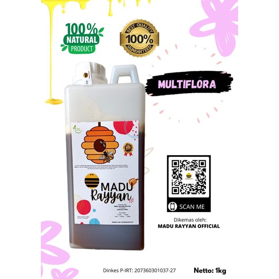 madu multiflora 1kg best seller /madu asli/original/raw honey.