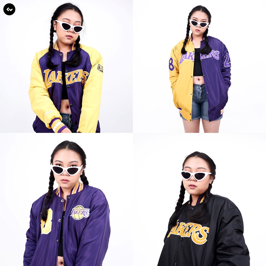 LAKERS JAKET VARSITY MITCHELLE NESS & STARTER SATIN VINTAGE AUTHENTIC HEAVY WEIGHT