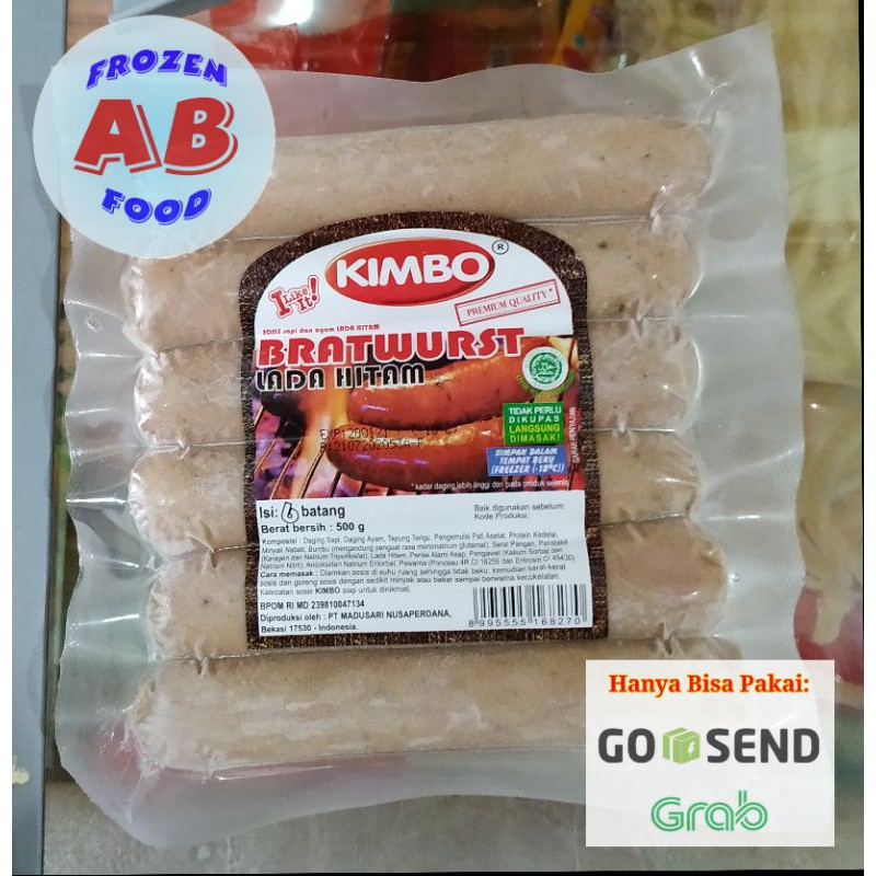

KIMBO Bratwurst Lada Hitam isi 6 batang 500gram Sosis Sapi 500gram
