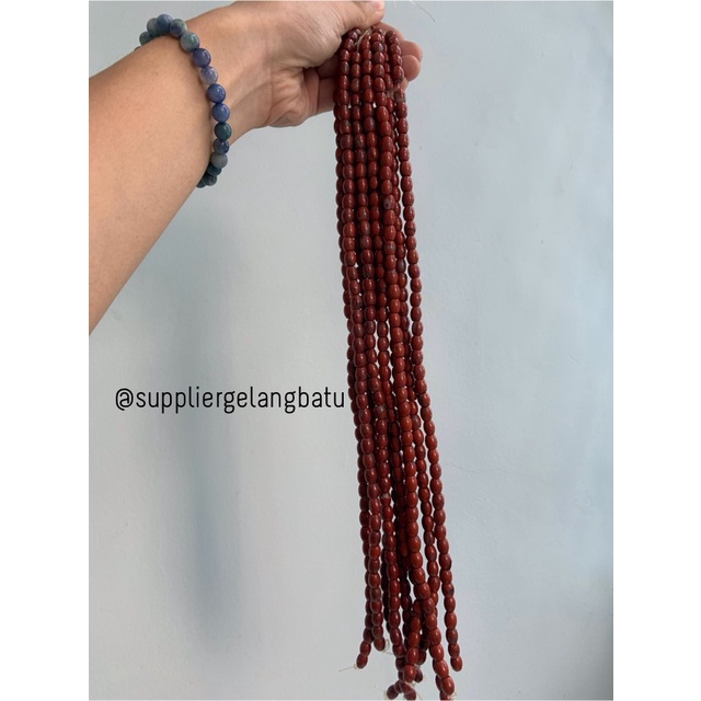 bahan renceng batu agate tabung coklat 6mm dark brown natural serat