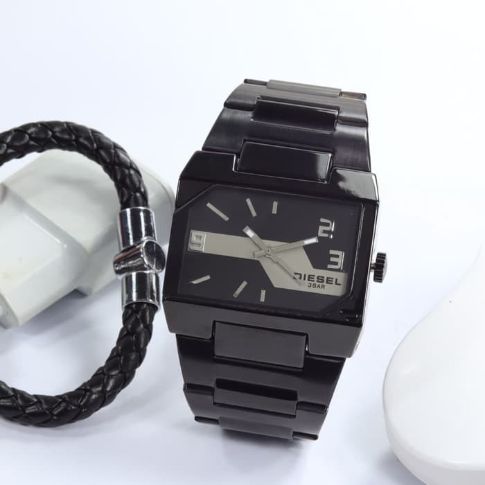 Jam Tangan Pria / Cowok Diesel DZ800 Rantai Black + Free Gelang