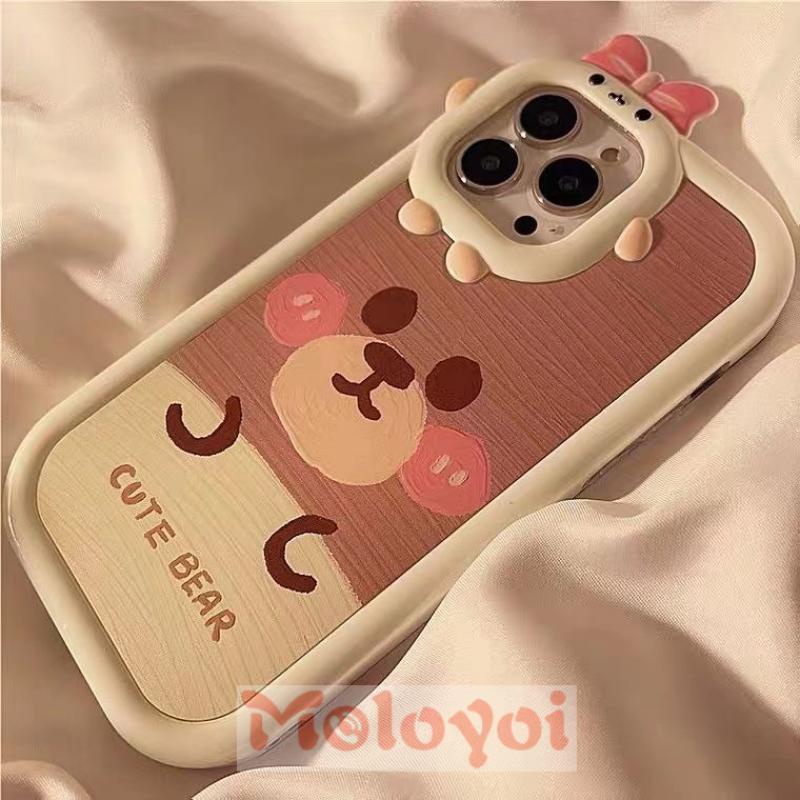 Soft Case TPU Motif Kartun Beruang 3D Untuk iPhone 14 11 13 12 Pro Max 7 8 14 Plus 6 6S XR X XS Max SE 2020 14Pro Max