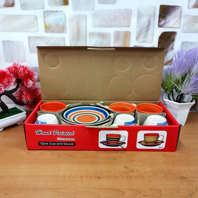 GELAS KERAMIK MUG MINI KERAMIK SET PIRING KECIL 12PCS