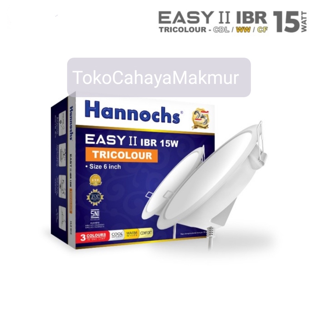 Lampu LED Downlight Hannochs Easy II IBR Round Bulat 15w 15watt Tricolour