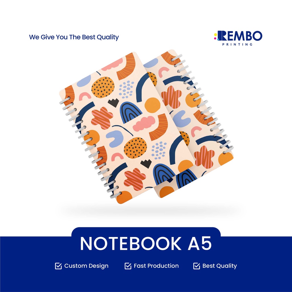 NOTEBOOK /JURNAL GRID/DOTTED / BLANK /LINE A5/ BUKU CATATAN RING / BUKU TULIS RING - REMBO PRINTING