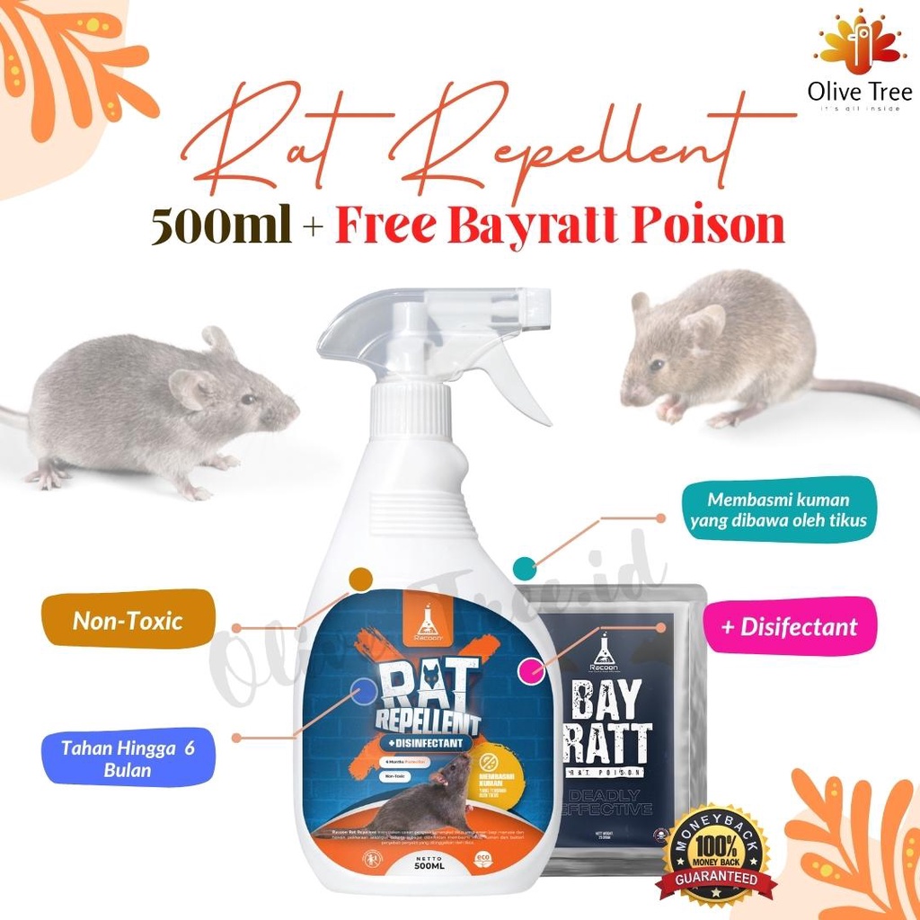 Racoon Rat Repellent Cairan Pengusir Tikus Tidak Beracun Tahan 6 Bulan 1x semprot Mouse Repellent Basmi Tikus