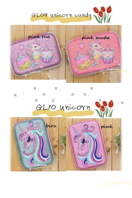 Kotak Pensil Hardcase Glitter Melody Hello Kitty Unicorn