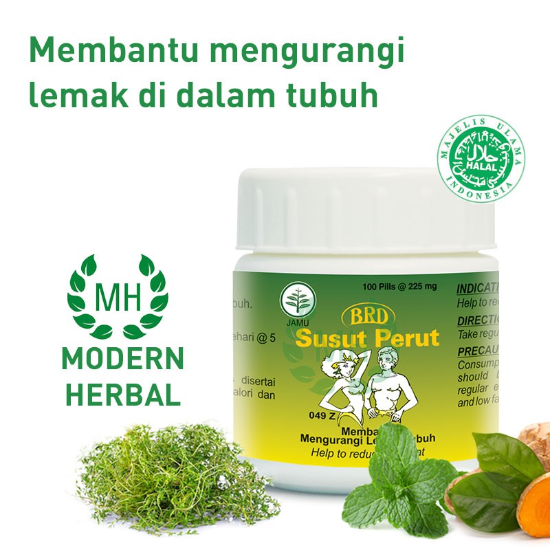 SUSUT PERUT 100 PIL - Borobudur Herbal - Untuk diyet, mengurangi lemak dan menurunkan berat badan