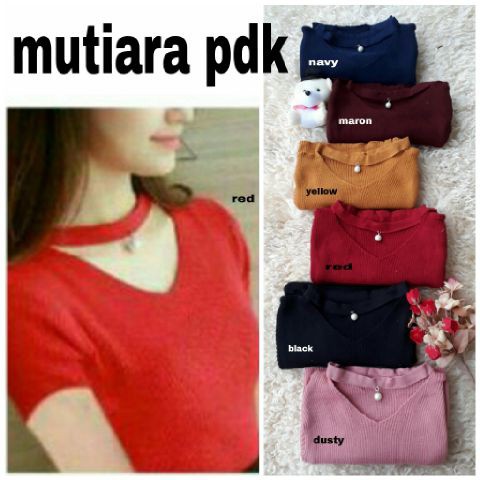 BLOUSE RAJUT MUTIARA PENDEK