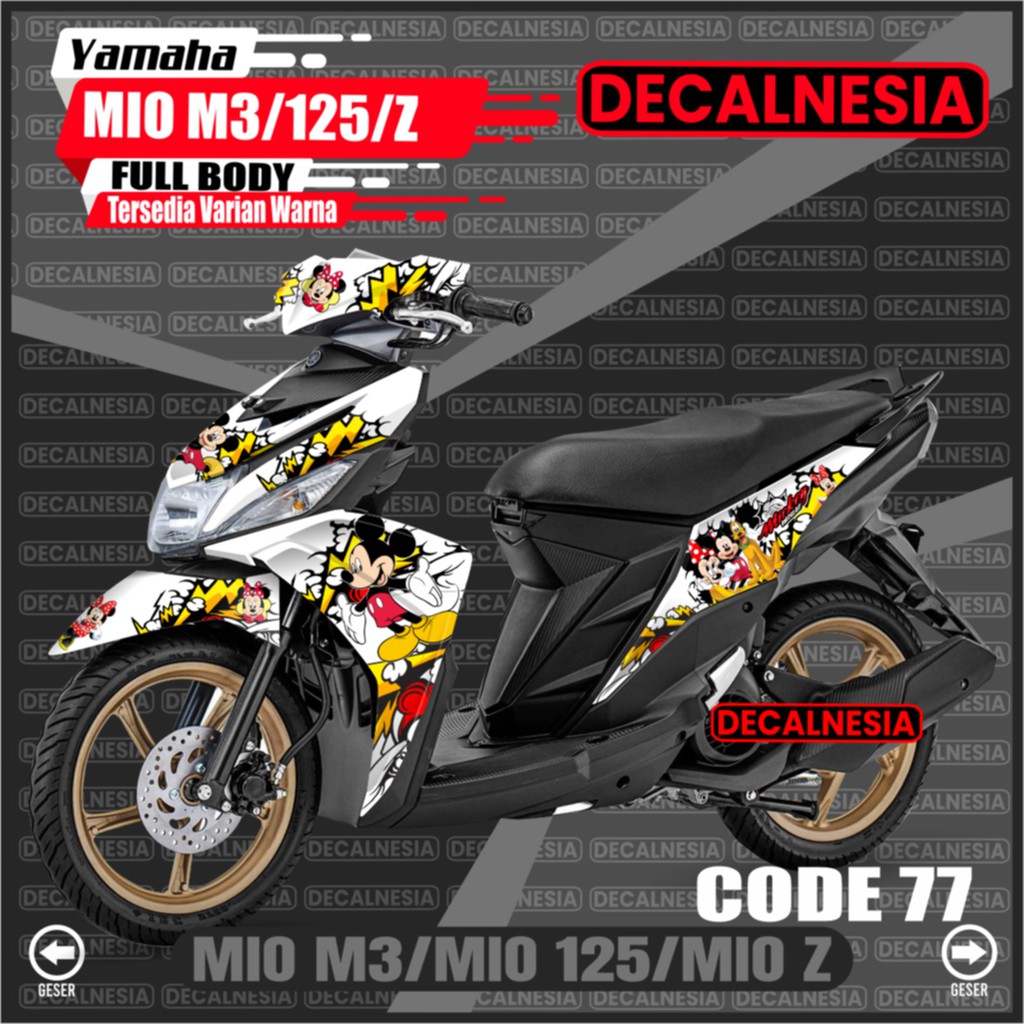Decal Stiker Mio M3 125 Full Body Motif Mickey Mouse Sticker Motor Yamaha Variasi Racing Decalnesia 