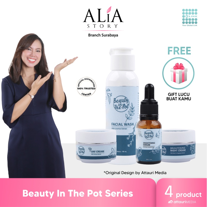 Beauty In The Pot Whitening Brightening Original Skincare Whiteglow Series Facial Wash Serum Day Cre