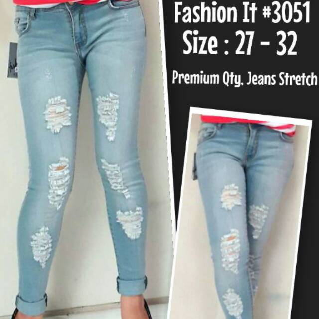 Celana panjang jeans fashion it #3051 size 27-32 Premium quality Jeans stretch