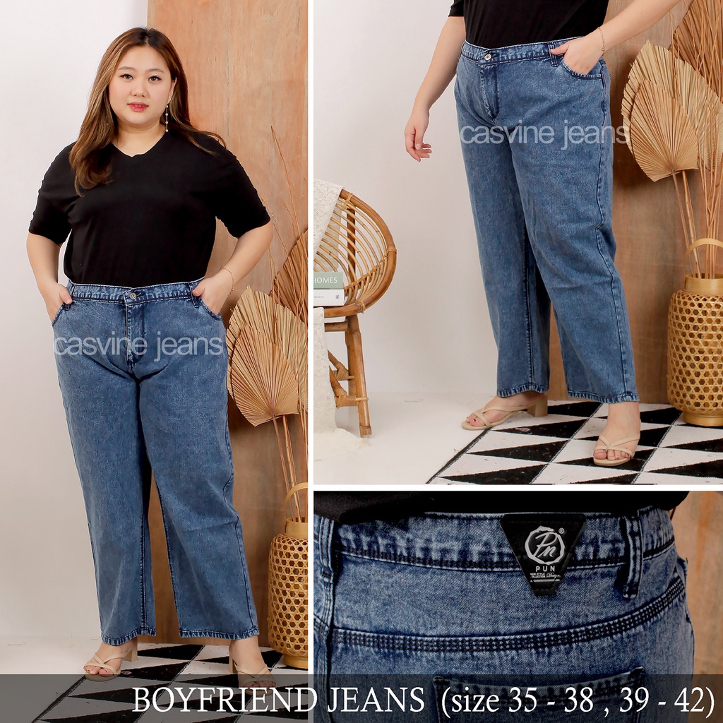 CASVINE JEANS BF BOYFRIEND NON STRETCH SUPER JUMBO BIGSIZE 35-42