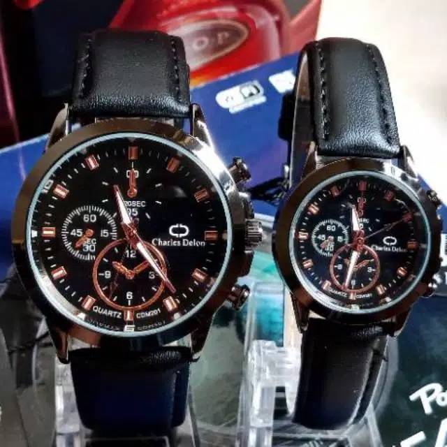 jam tangan couple charles delon bisa di bawa renang ORI + BOX sudah sepasang