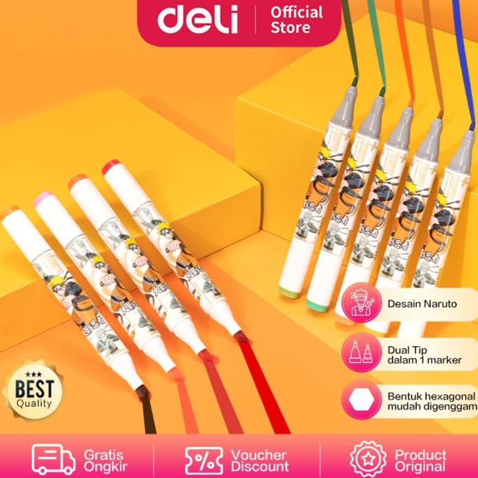 

(BISA COD) Deli Sketch Marker / Spidol 30 Warna Ujung Tip Ganda Naruto 70811 BERKUALITAS Kode 1264