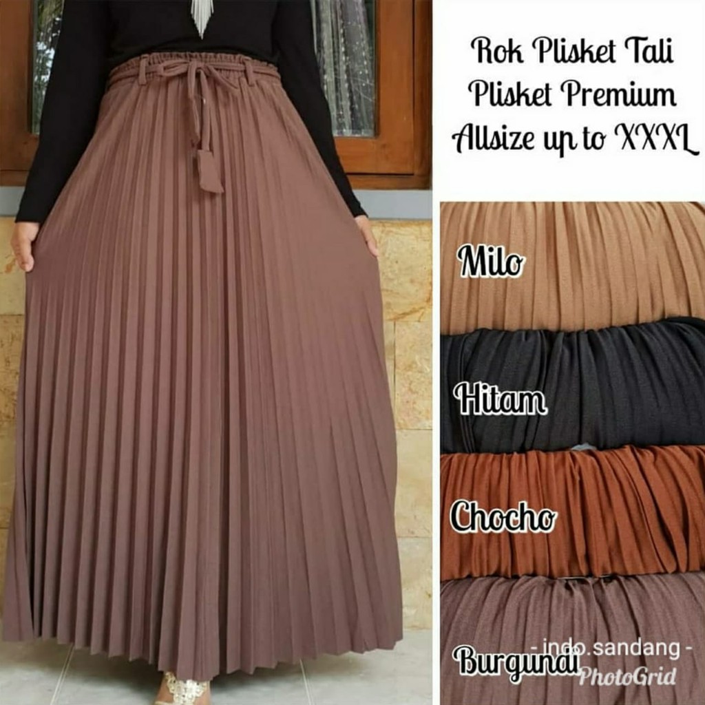 ROK PLISKET TALI AKTIF / BAHAN HALUS LIPATAN RAPAT TERATUR