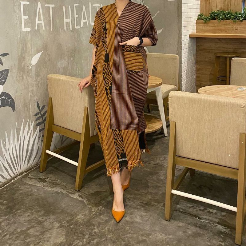 Dress Tenun Ikat Style mix Lurik Surjan DRS18M