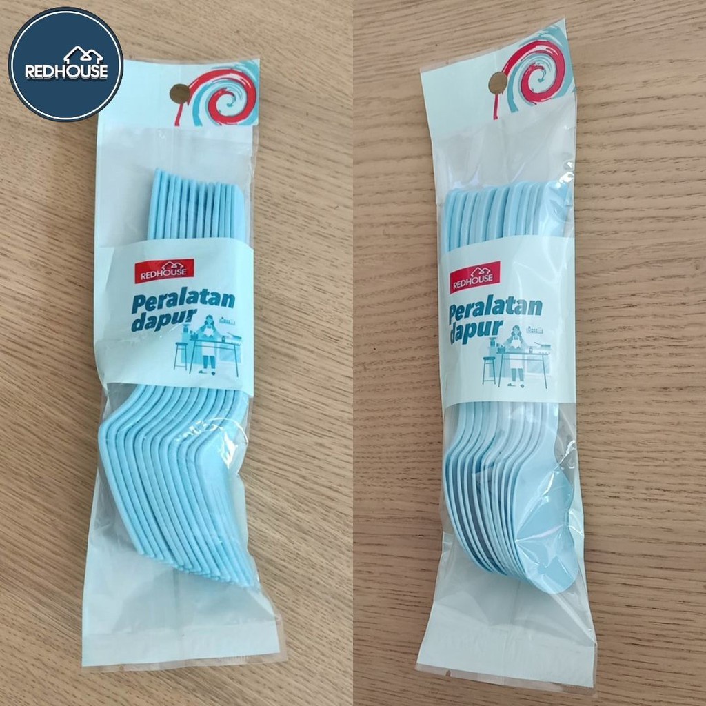 FUTAKO Alat Makan Plastik / Garpu Plastik dan Sendok Plastik isi 1 Lusin 12 PCS