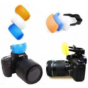 Pop up Flash Soft Flash Diffuser Kit  White Diffuser   Blue Diffuser   Orange Diffuser   Diffuser B